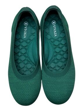 Vivaia Claire Round Toe Ballet Flats 37.5 7 Forest Green